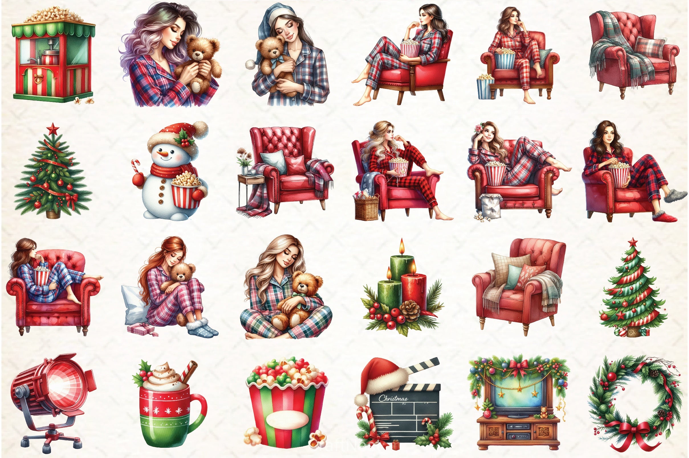 Christmas Movie Night Clipart Bundle - CraftNest - Digital Crafting and Art