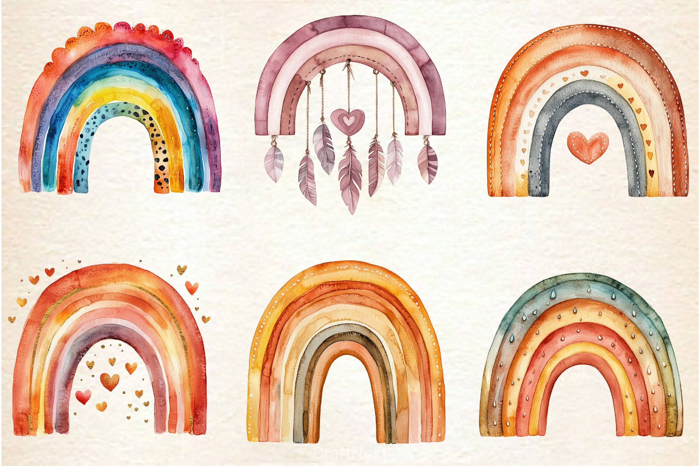 Boho Rainbow Clipart Bundle 2 - CraftNest - Digital Crafting and Art