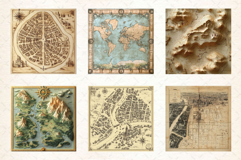 Antique Maps Digital Paper 2 - CraftNest - Digital Crafting and Art