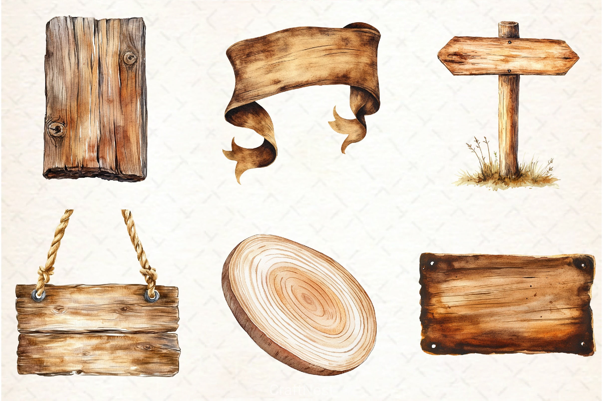 Wood Sign Clipart Bundle - CraftNest - Digital Crafting and Art