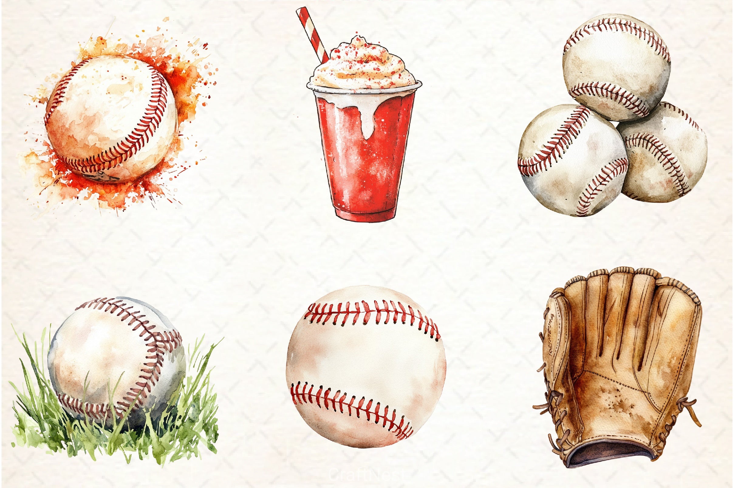 Baseball Elements Clipart Bundle - CraftNest - Digital Crafting and Art