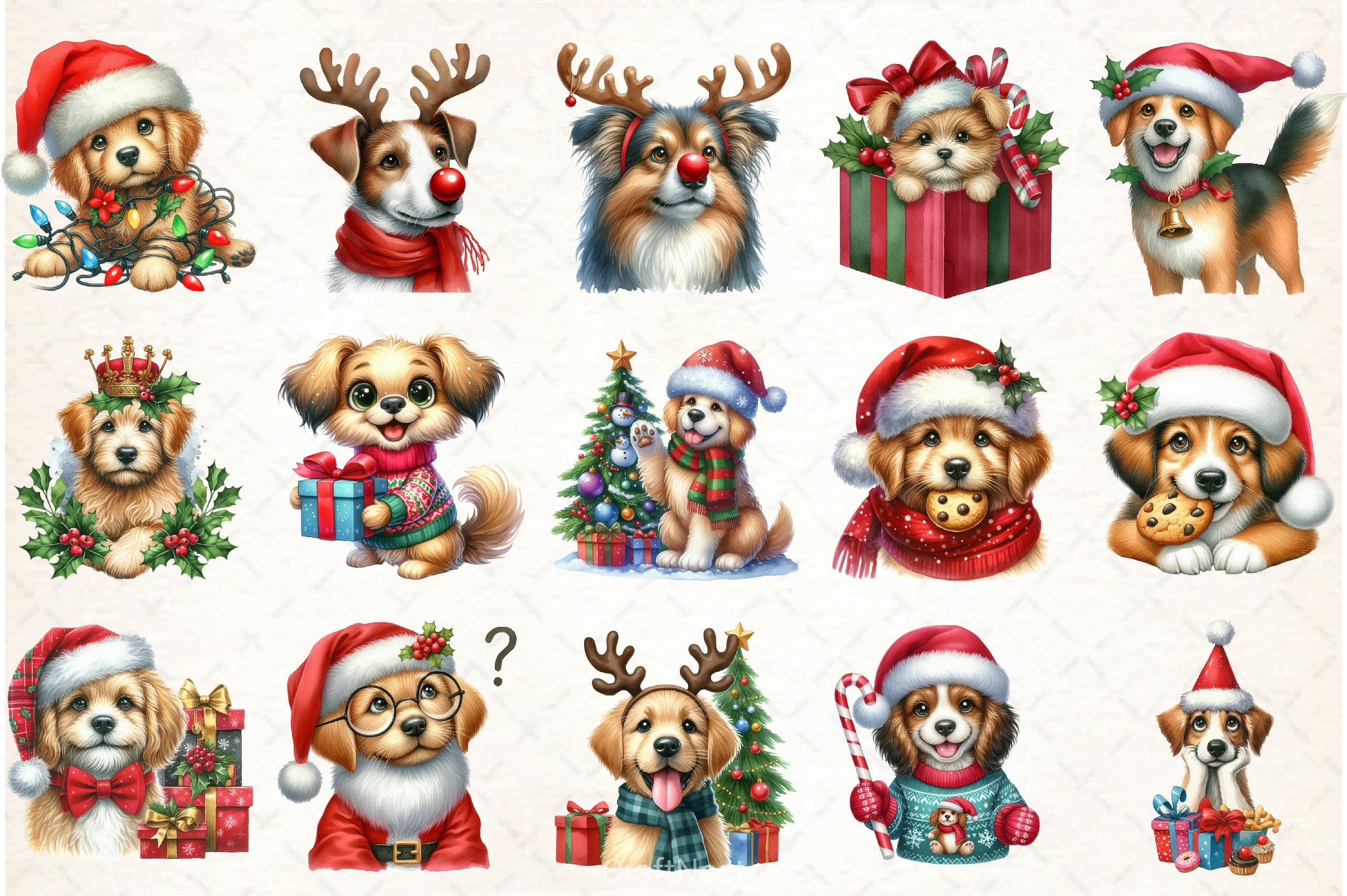 Funny Christmas Dog Clipart Bundle - CraftNest - Digital Crafting and Art