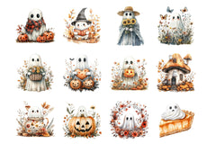Boho Fall Halloween Ghost Clipart Bundle - CraftNest - Digital Crafting and Art