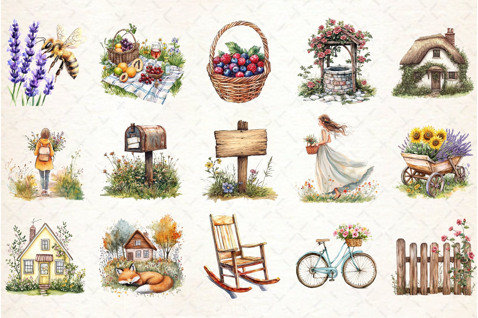 Summer Cottage Clipart Bundle - CraftNest - Digital Crafting and Art