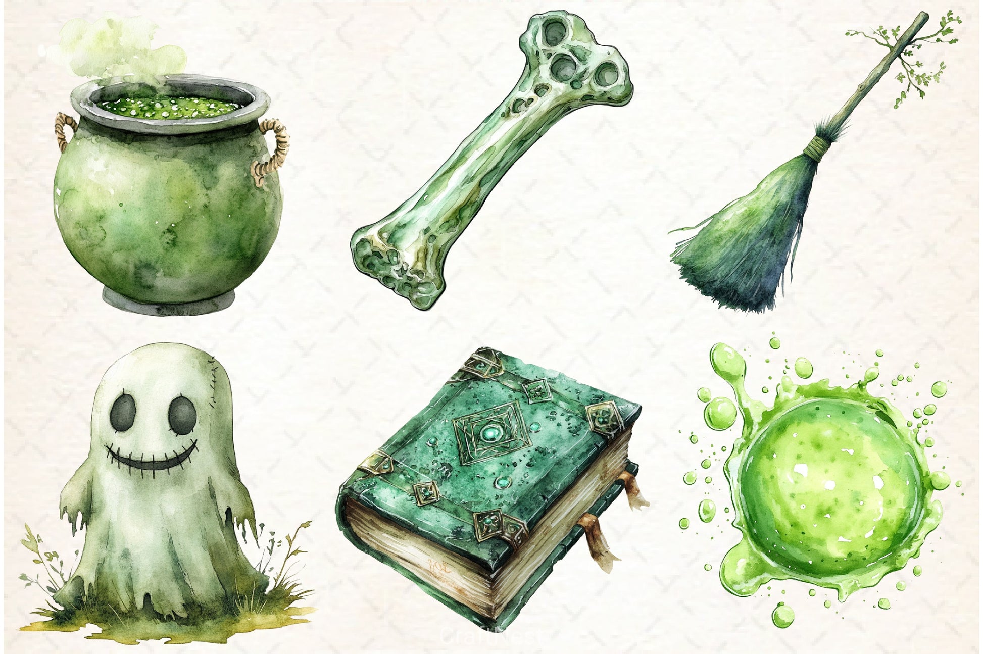 Green Halloween Clipart Bundle - CraftNest - Digital Crafting and Art