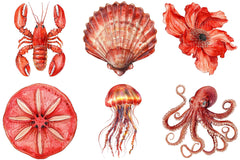 Red Ocean Animals Clipart - CraftNest - Digital Crafting and Art