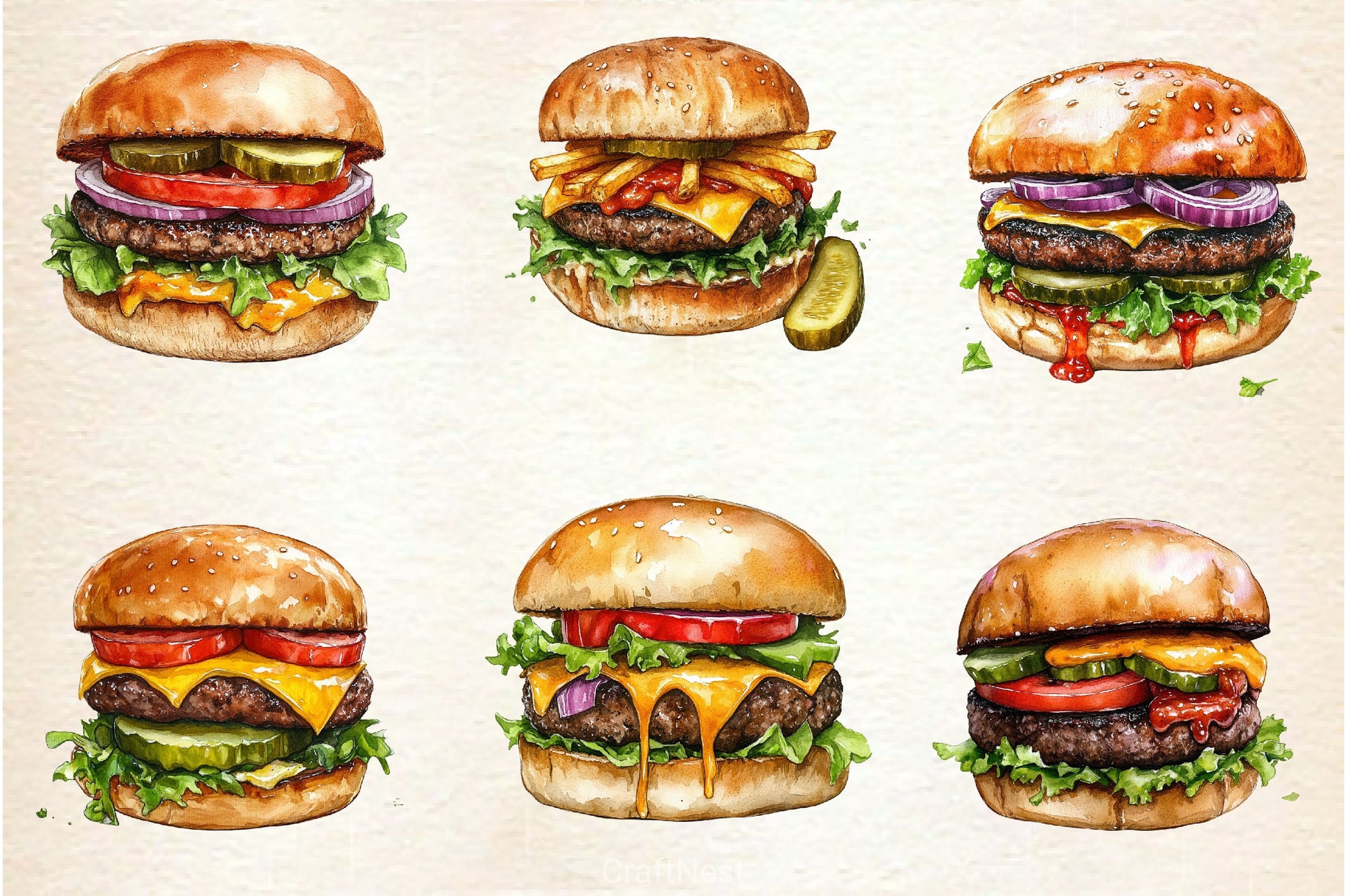 Summer Classic Burger Clipart Bundle - CraftNest - Digital Crafting and Art