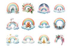 Christmas Pastel Rainbow Clipart Bundle - CraftNest - Digital Crafting and Art