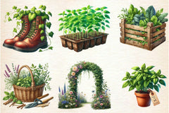 Spring Green Garden Clipart Bundle - CraftNest - Digital Crafting and Art