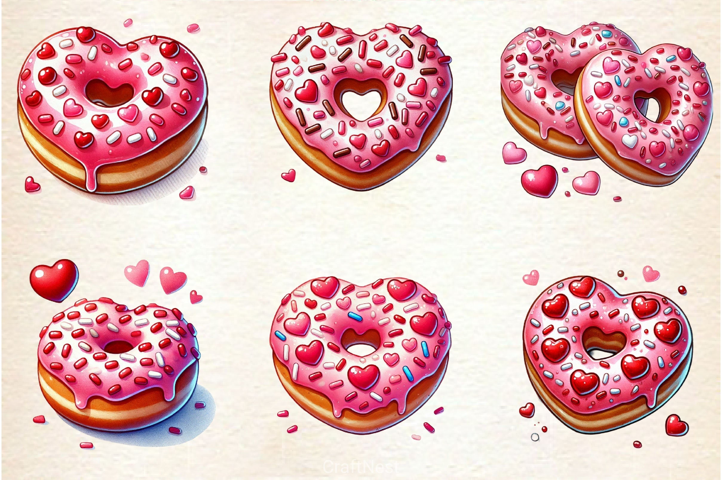 Valentine Donut Clipart Bundle - CraftNest - Digital Crafting and Art