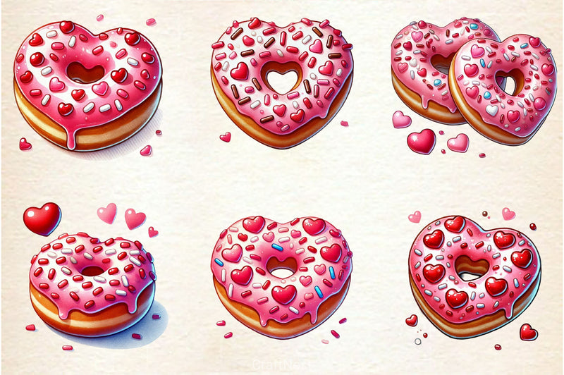Valentine Donut Clipart Bundle - CraftNest - Digital Crafting and Art