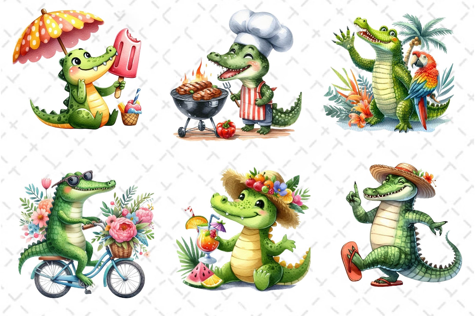Summer Crocodile Clipart Bundle 2 - CraftNest - Digital Crafting and Art