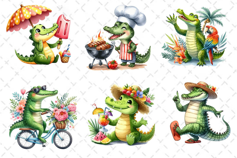 Summer Crocodile Clipart Bundle 2 - CraftNest - Digital Crafting and Art