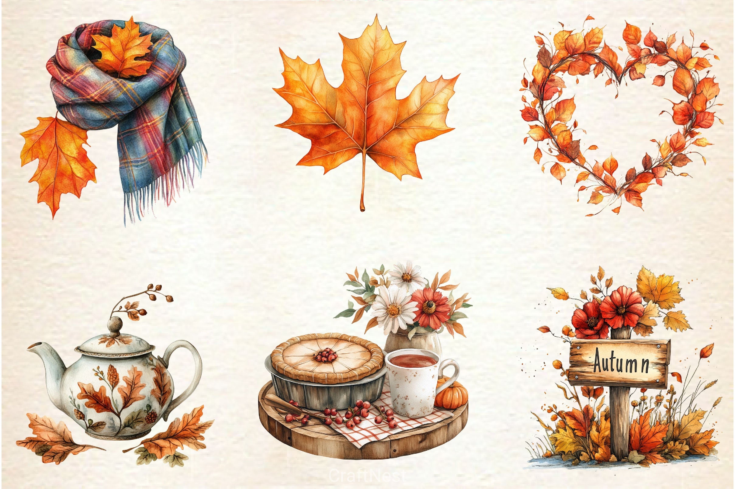 Beautiful Fall Clipart Bundle 3 - CraftNest - Digital Crafting and Art