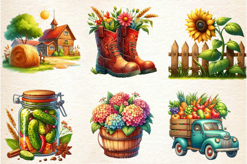 Summer Farming Time Clipart Bundle 2 - CraftNest - Digital Crafting and Art