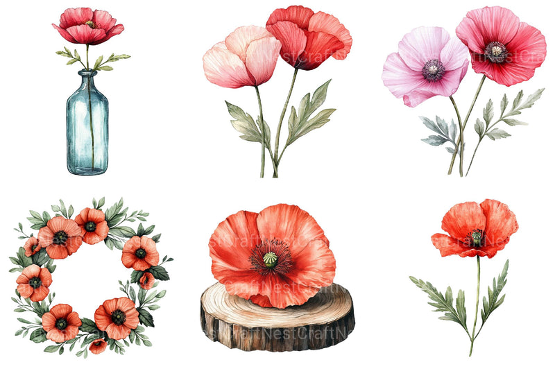 Corn Poppy Flower Bloom Clipart - CraftNest - Digital Crafting and Art