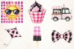 Black & Pink Gingham Clipart Bundle - CraftNest - Digital Crafting and Art