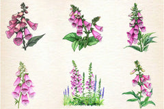 Pink Flowers Foxglove Clipart Bundle - CraftNest - Digital Crafting and Art