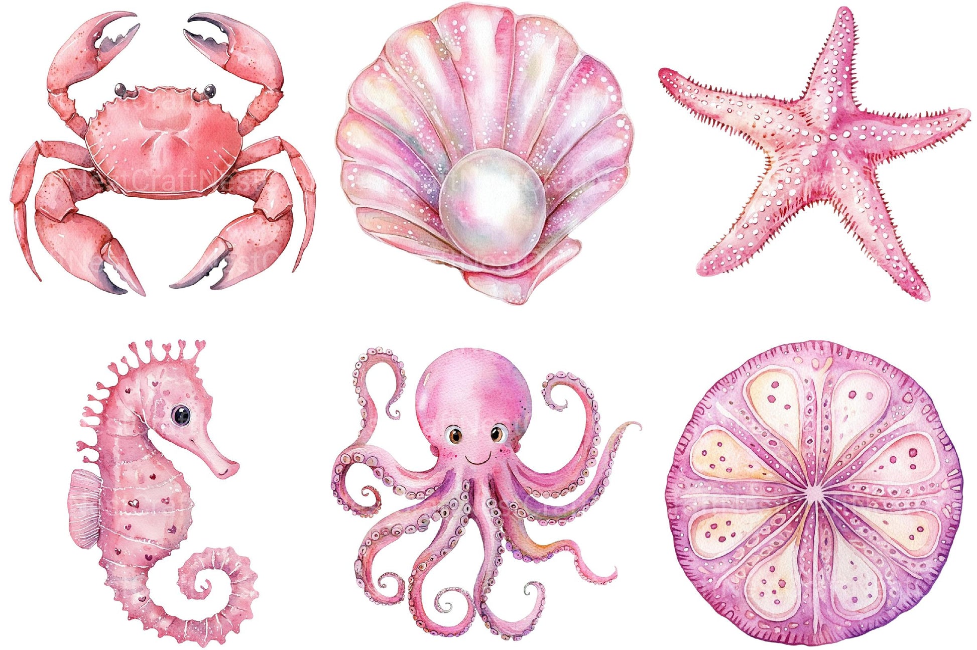 Pink Ocean Animals Clipart1 - CraftNest - Digital Crafting and Art