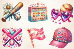 Retro Girly Baseball Clipart Bundle 2 - CraftNest - Digital Crafting and Art
