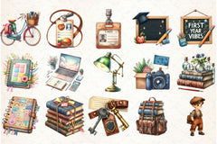 Freshman Year College Clipart Bundle - CraftNest - Digital Crafting and Art