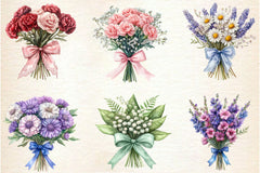 Coquette Birth Month Flowers Bouquet Clipart Bundle - CraftNest - Digital Crafting and Art