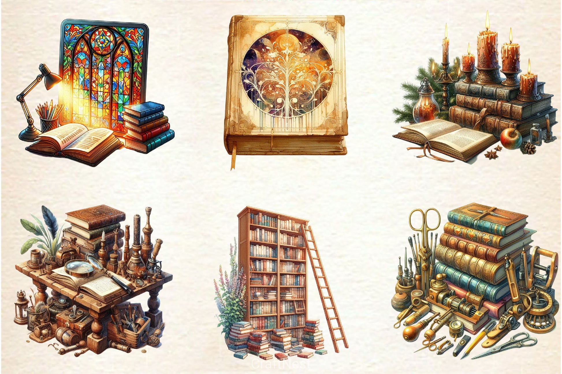 Old Library Clipart Bundle 2 - CraftNest - Digital Crafting and Art