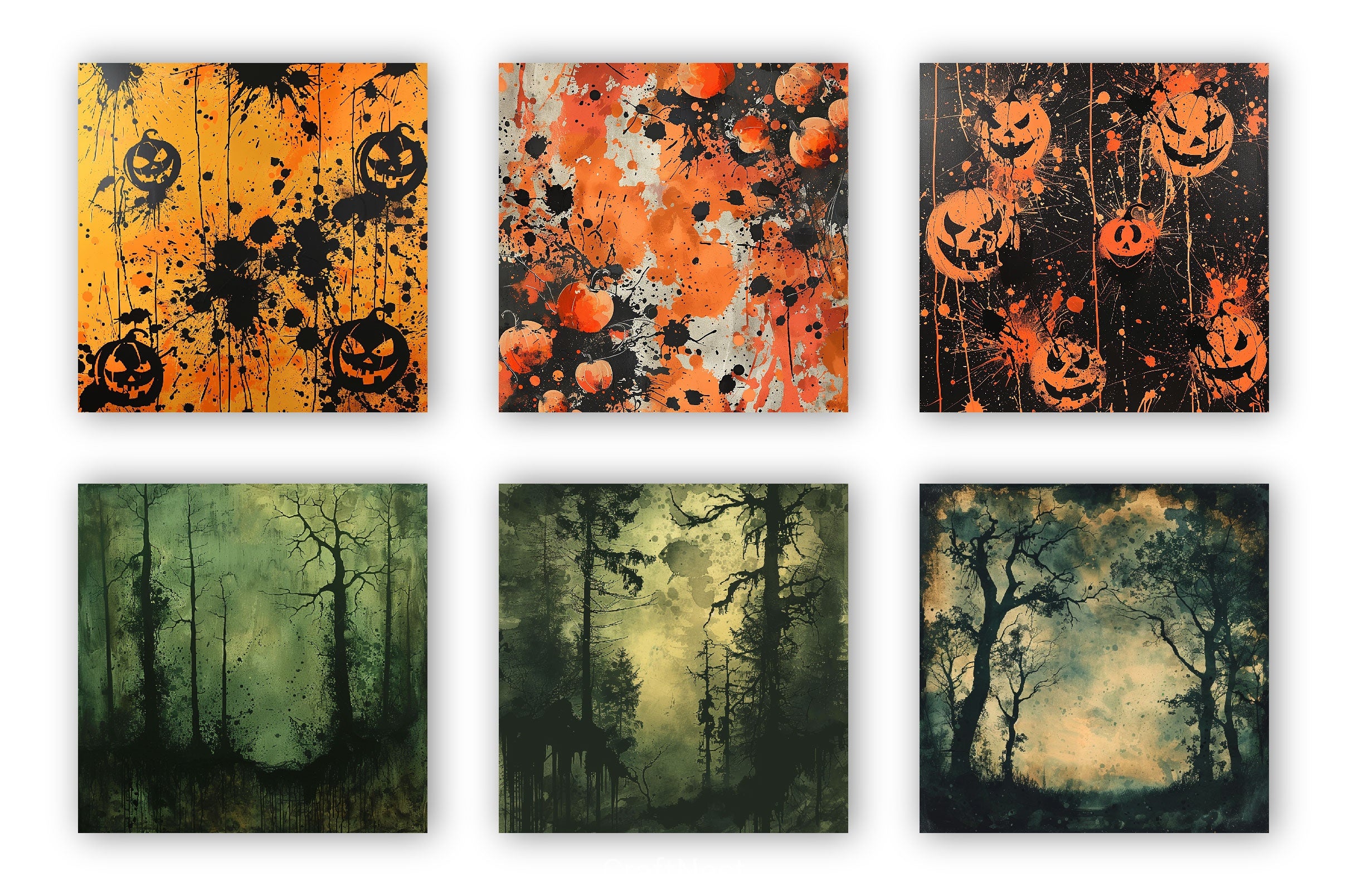 Halloween Paint Splatter Digital Paper - CraftNest - Digital Crafting and Art