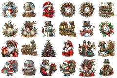 Steampunk Christmas Snowman Clipart Bundle 56 - CraftNest - Digital Crafting and Art