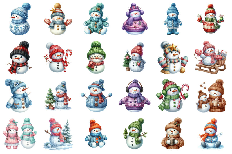 Knitted Snowmen Winter Set Clipart Bundle - CraftNest - Digital Crafting and Art