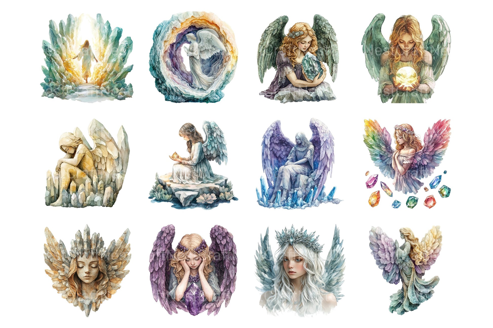 Ethereal Limestone Angels Clipart Bundle - CraftNest - Digital Crafting and Art