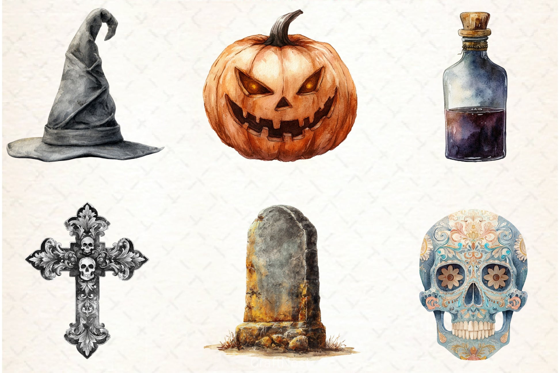 Vintage Gothic Halloween Clipart Bundle - CraftNest - Digital Crafting and Art