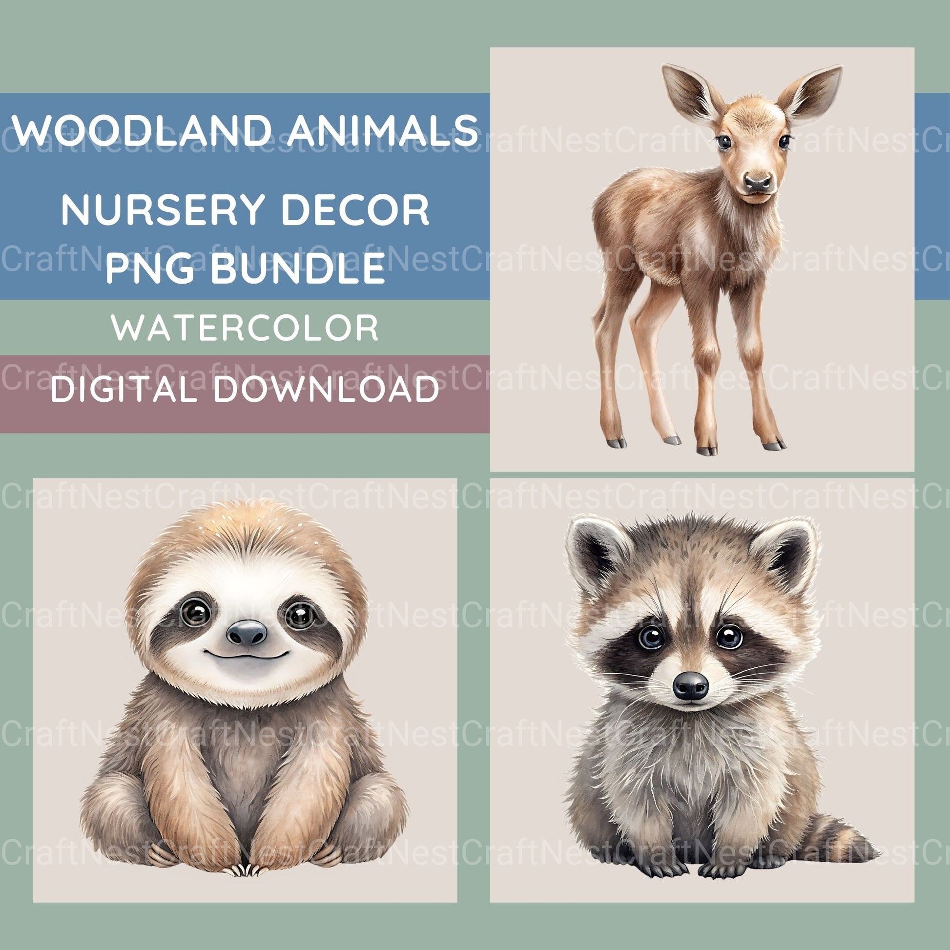 Woodland Animals 1 Clipart Bundle 2 - CraftNest - Digital Crafting and Art