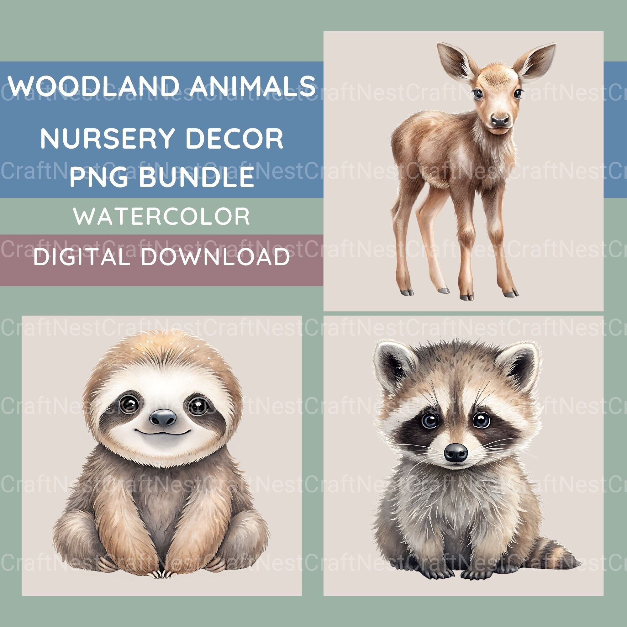 Woodland Animals 1 Clipart Bundle 2 - CraftNest - Digital Crafting and Art