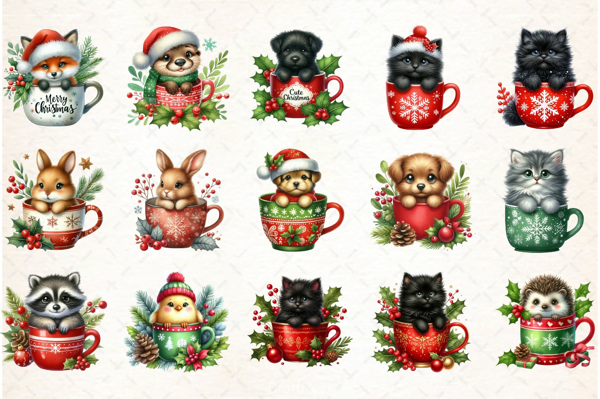 Christmas Mugs Clipart Bundle - CraftNest - Digital Crafting and Art