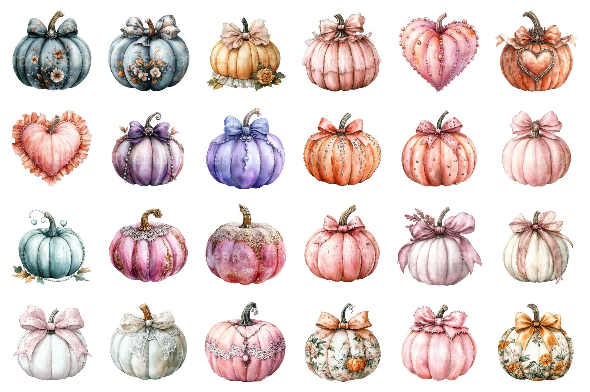 Aesthetic Coquette Pumpkin Clipart Bundle - CraftNest - Digital Crafting and Art