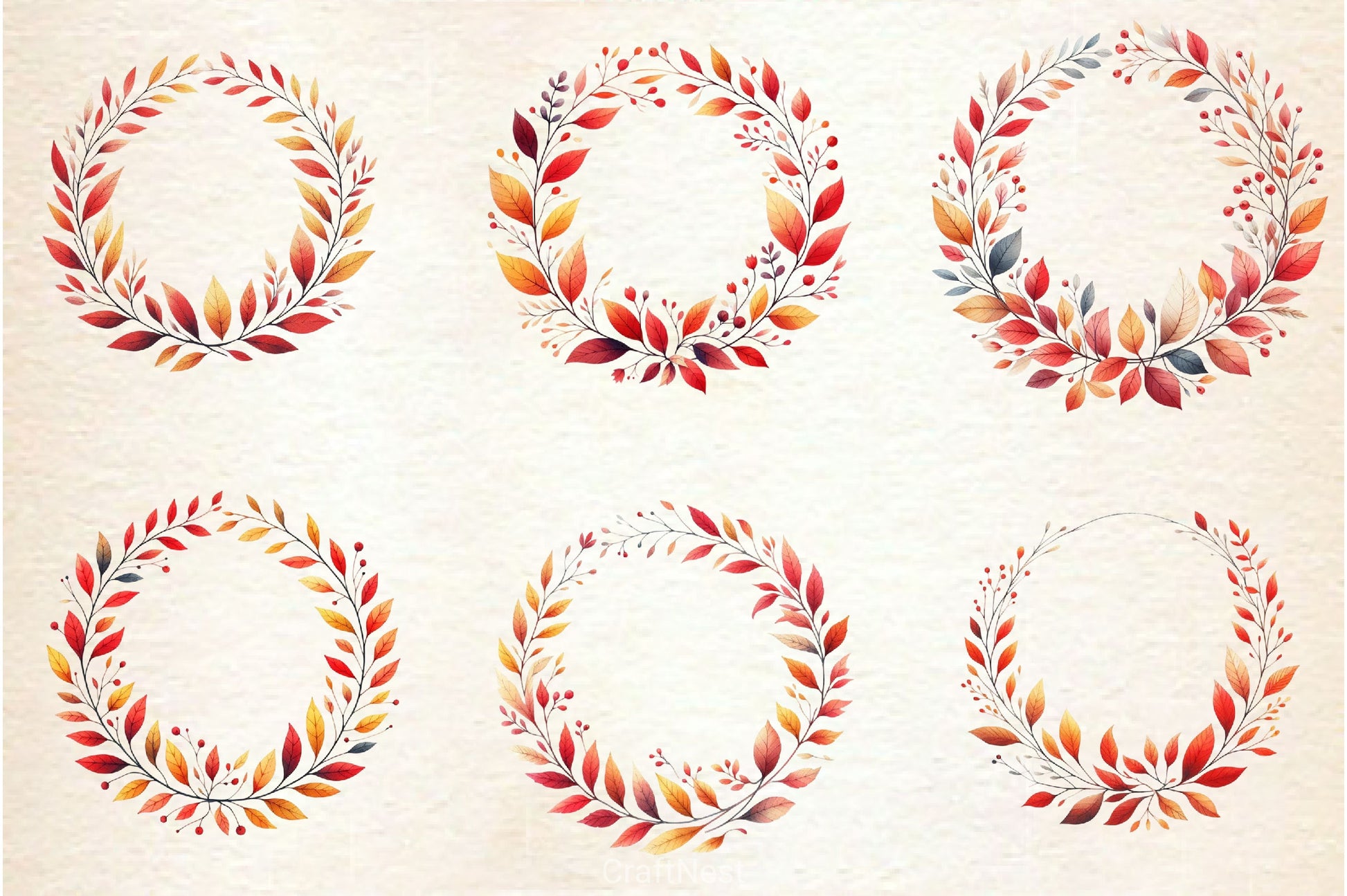 Minimalist Autumn Wreath Clipart Bundle - CraftNest - Digital Crafting and Art
