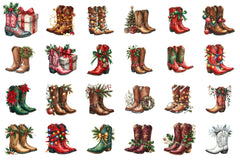 Festive Christmas Cowboy Boots Clipart Bundle - CraftNest - Digital Crafting and Art