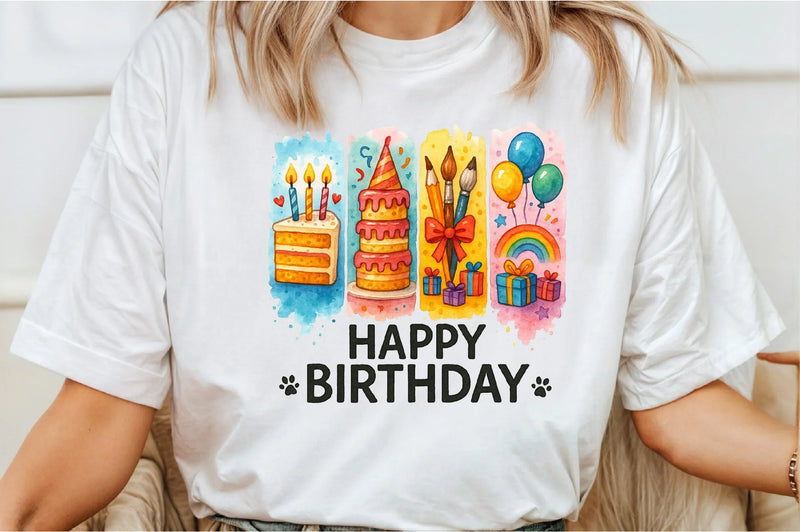 Happy Birthday Brushstroke Design Clipart Bundle - CraftNest - Digital Crafting and Art