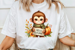 Cute Autumn Monkey Clipart Bundle - CraftNest - Digital Crafting and Art