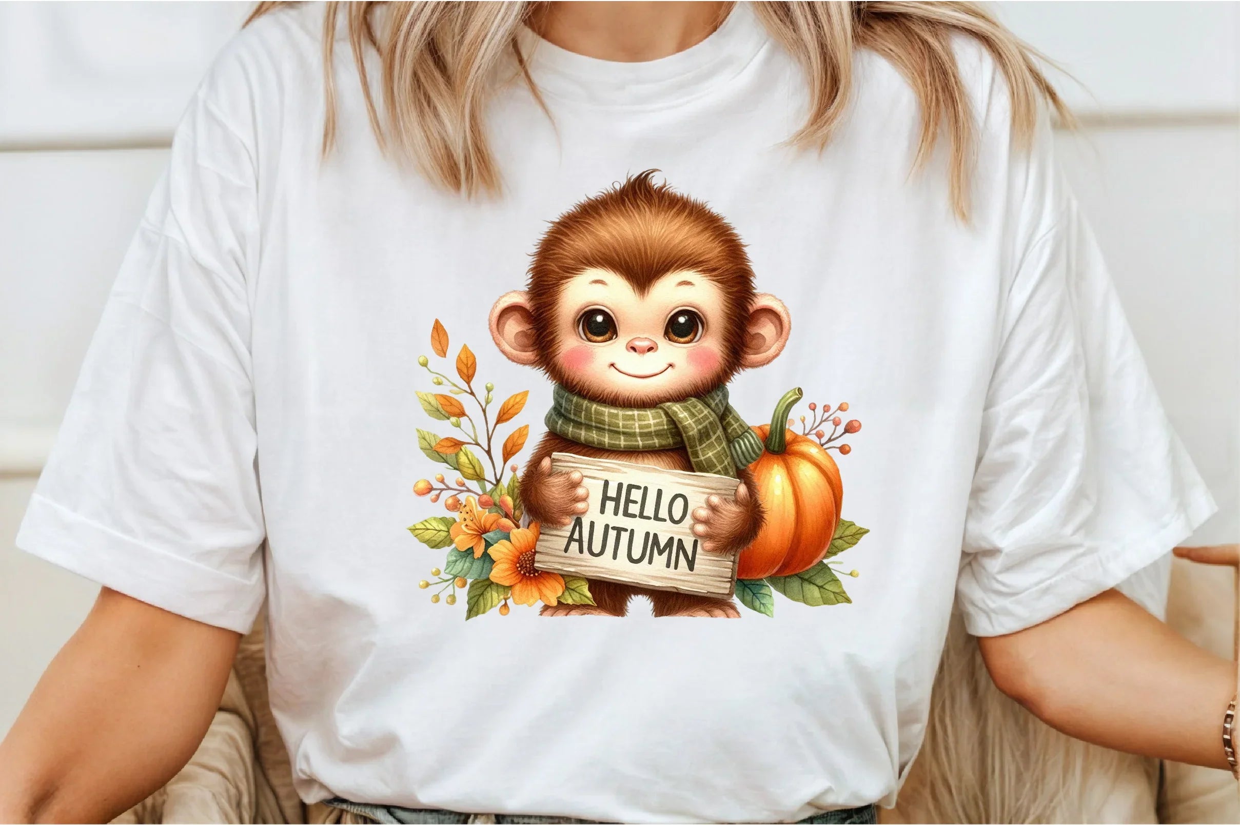 Cute Autumn Monkey Clipart Bundle - CraftNest - Digital Crafting and Art