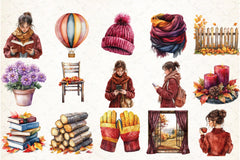 Burgundy Autumn Clipart Bundle 5 - CraftNest - Digital Crafting and Art