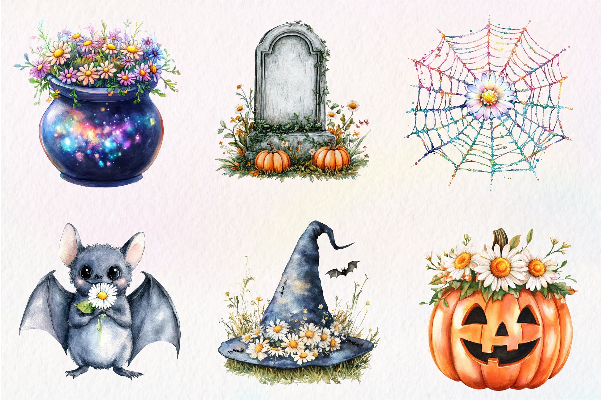 Daisy Flower & Halloween Clipart Bundle - CraftNest - Digital Crafting and Art