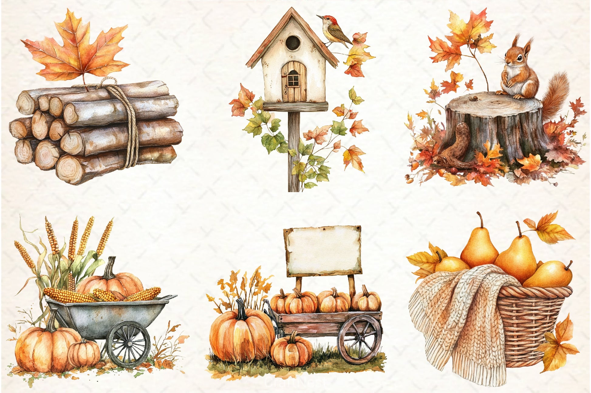 Autumn Day Garden Clipart Bundle - CraftNest - Digital Crafting and Art