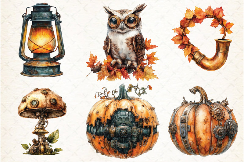 Steampunk Autumn Clipart Bundle 6 - CraftNest - Digital Crafting and Art