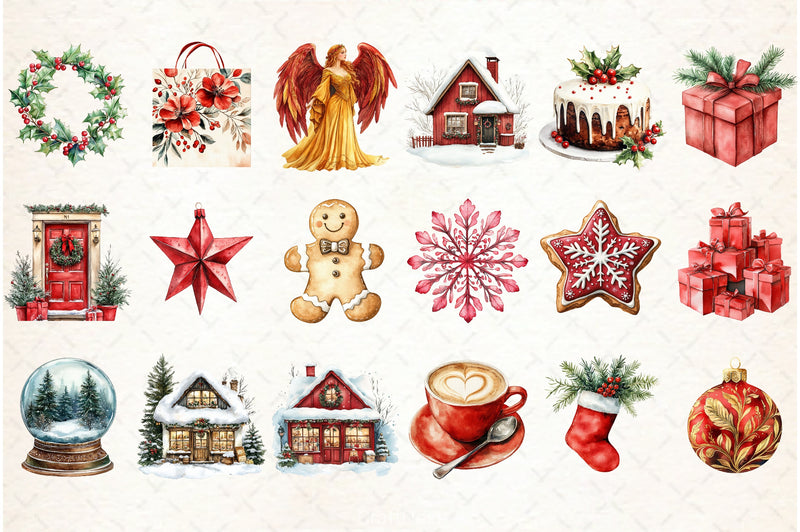 Neon Red Christmas Clipart Bundle - CraftNest - Digital Crafting and Art