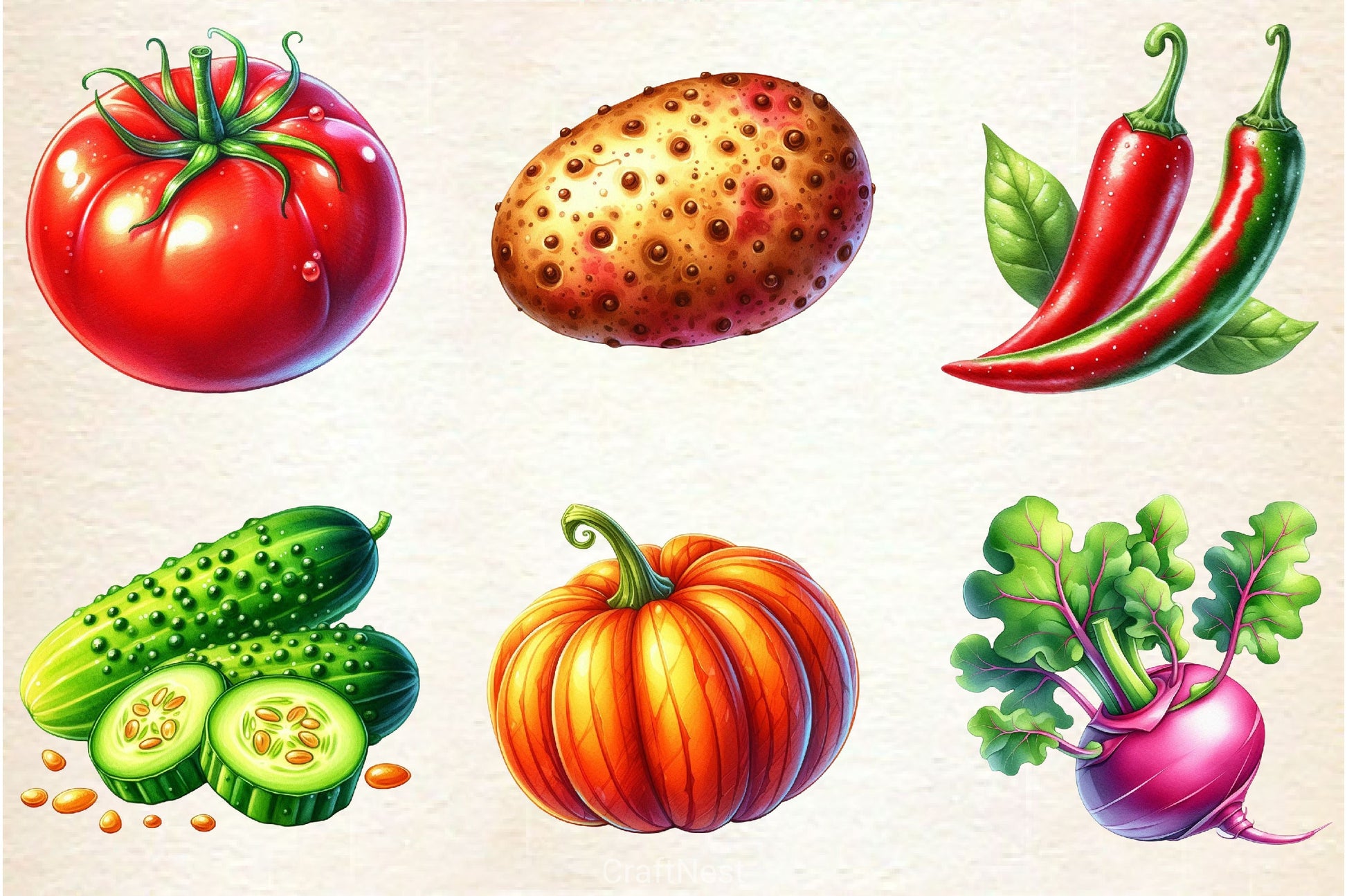 Vegetables Clipart Bundle 4 - CraftNest - Digital Crafting and Art