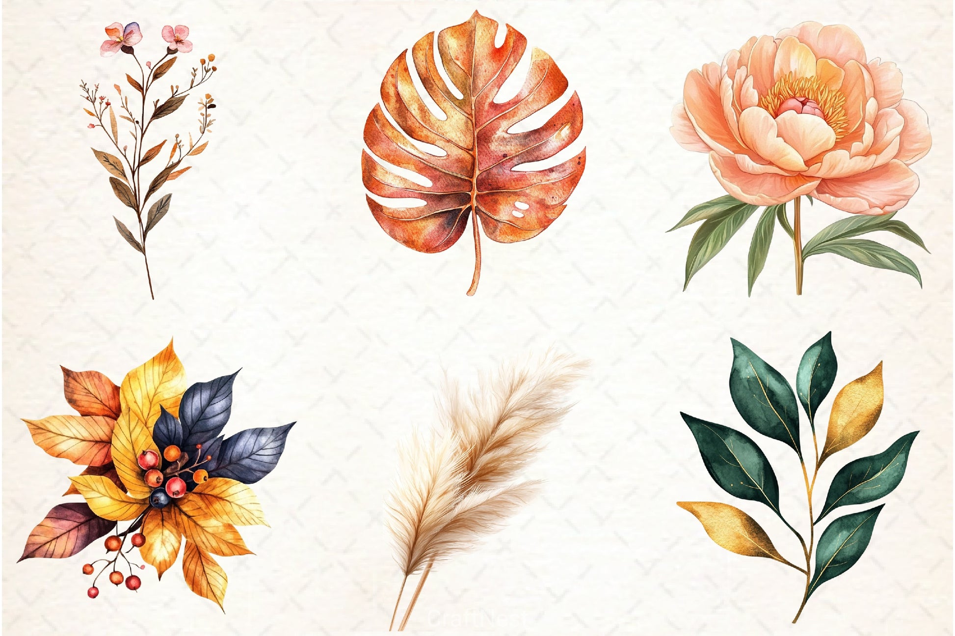 Fall Flowers & Leaves Clipart Bundle - CraftNest - Digital Crafting and Art