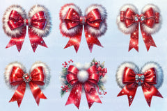 Red Christmas Coquette Bow Santa Clipart Bundle - CraftNest - Digital Crafting and Art
