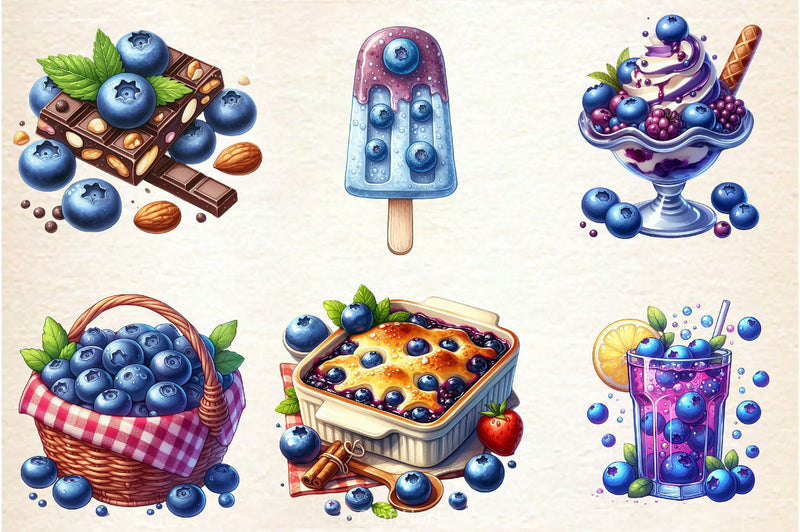 Summer Blueberry Sweet Clipart Bundle 2 - CraftNest - Digital Crafting and Art